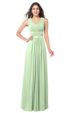 ColsBM Kelly Pale Green Glamorous A-line Zip up Chiffon Sash Plus Size Bridesmaid Dresses