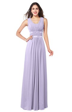 ColsBM Kelly Pastel Lilac Glamorous A-line Zip up Chiffon Sash Plus Size Bridesmaid Dresses