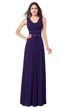 ColsBM Kelly Royal Purple Glamorous A-line Zip up Chiffon Sash Plus Size Bridesmaid Dresses