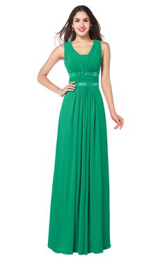 ColsBM Kelly Sea Green Glamorous A-line Zip up Chiffon Sash Plus Size Bridesmaid Dresses