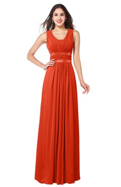 ColsBM Kelly Tangerine Tango Glamorous A-line Zip up Chiffon Sash Plus Size Bridesmaid Dresses