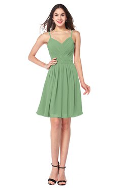 ColsBM Scarlet Fair Green Simple Spaghetti Sleeveless Half Backless Ribbon Plus Size Bridesmaid Dresses
