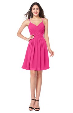 ColsBM Scarlet Fandango Pink Simple Spaghetti Sleeveless Half Backless Ribbon Plus Size Bridesmaid Dresses
