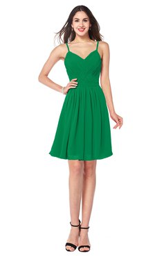 ColsBM Scarlet Green Simple Spaghetti Sleeveless Half Backless Ribbon Plus Size Bridesmaid Dresses
