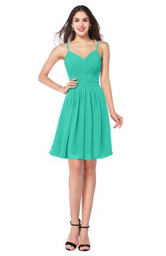 ColsBM Scarlet Viridian Green Simple Spaghetti Sleeveless Half Backless Ribbon Plus Size Bridesmaid Dresses