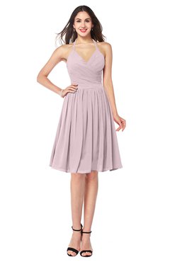 ColsBM Maleah Pale Lilac Modern A-line Halter Half Backless Knee Length Ruching Plus Size Bridesmaid Dresses