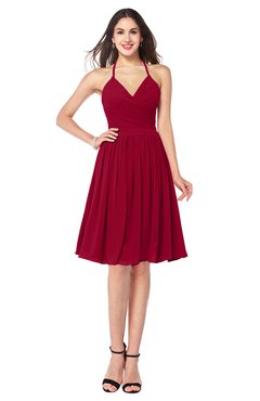 ColsBM Maleah Scooter Modern A-line Halter Half Backless Knee Length Ruching Plus Size Bridesmaid Dresses