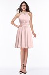 ColsBM Brynn Pastel Pink Simple A-line Jewel Half Backless Beaded Bridesmaid Dresses