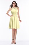 ColsBM Brynn Soft Yellow Simple A-line Jewel Half Backless Beaded Bridesmaid Dresses