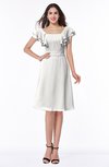ColsBM Emely Cloud White Simple A-line Portrait Knee Length Ribbon Plus Size Bridesmaid Dresses