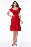 ColsBM Emely Red Simple A-line Portrait Knee Length Ribbon Plus Size Bridesmaid Dresses