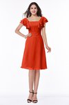 ColsBM Emely Tangerine Tango Simple A-line Portrait Knee Length Ribbon Plus Size Bridesmaid Dresses