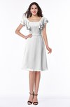 ColsBM Emely White Simple A-line Portrait Knee Length Ribbon Plus Size Bridesmaid Dresses
