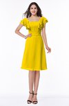 ColsBM Emely Yellow Simple A-line Portrait Knee Length Ribbon Plus Size Bridesmaid Dresses