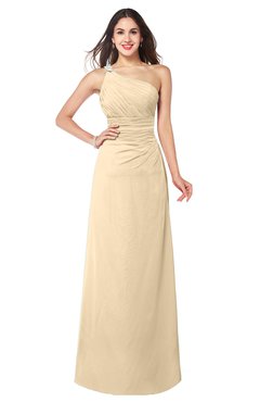 ColsBM Kamila Apricot Gelato Traditional Asymmetric Neckline Sleeveless Half Backless Chiffon Floor Length Plus Size Bridesmaid Dresses