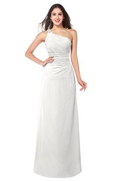 ColsBM Kamila Cloud White Traditional Asymmetric Neckline Sleeveless Half Backless Chiffon Floor Length Plus Size Bridesmaid Dresses