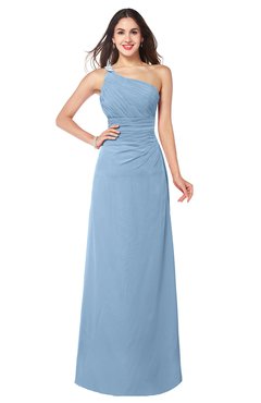ColsBM Kamila Dusty Blue Traditional Asymmetric Neckline Sleeveless Half Backless Chiffon Floor Length Plus Size Bridesmaid Dresses