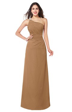 ColsBM Kamila Light Brown Traditional Asymmetric Neckline Sleeveless Half Backless Chiffon Floor Length Plus Size Bridesmaid Dresses