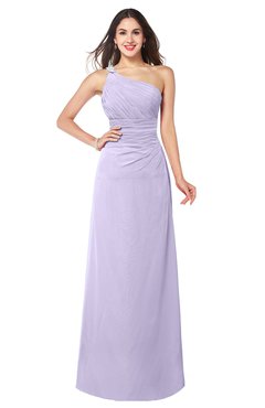 ColsBM Kamila Light Purple Traditional Asymmetric Neckline Sleeveless Half Backless Chiffon Floor Length Plus Size Bridesmaid Dresses