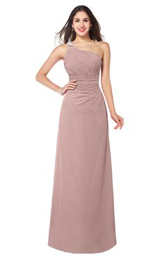 ColsBM Kamila Nectar Pink Traditional Asymmetric Neckline Sleeveless Half Backless Chiffon Floor Length Plus Size Bridesmaid Dresses