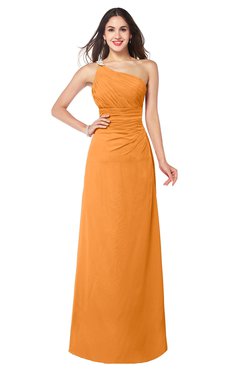 ColsBM Kamila Orange Traditional Asymmetric Neckline Sleeveless Half Backless Chiffon Floor Length Plus Size Bridesmaid Dresses
