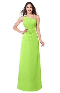 ColsBM Kamila Sharp Green Traditional Asymmetric Neckline Sleeveless Half Backless Chiffon Floor Length Plus Size Bridesmaid Dresses