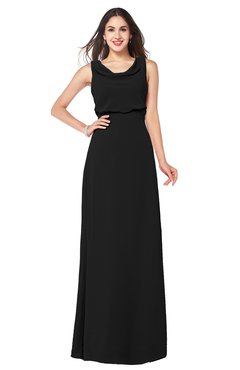 ColsBM Willow Black Classic A-line Jewel Sleeveless Zipper Draped Plus Size Bridesmaid Dresses