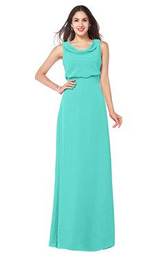ColsBM Willow Blue Turquoise Classic A-line Jewel Sleeveless Zipper Draped Plus Size Bridesmaid Dresses
