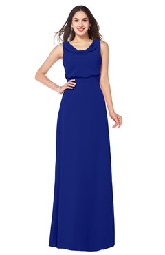 ColsBM Willow Electric Blue Classic A-line Jewel Sleeveless Zipper Draped Plus Size Bridesmaid Dresses