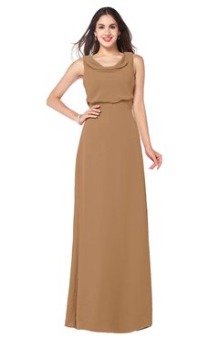 ColsBM Willow Light Brown Classic A-line Jewel Sleeveless Zipper Draped Plus Size Bridesmaid Dresses