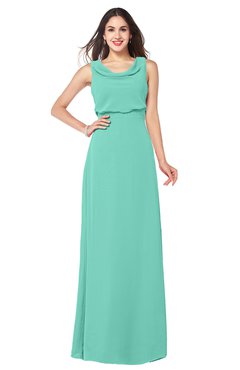 ColsBM Willow Mint Green Classic A-line Jewel Sleeveless Zipper Draped Plus Size Bridesmaid Dresses