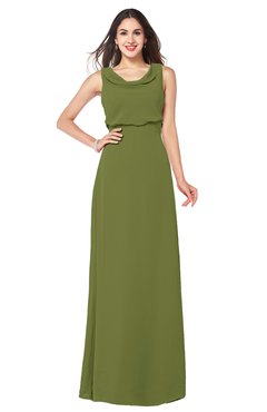 ColsBM Willow Olive Green Classic A-line Jewel Sleeveless Zipper Draped Plus Size Bridesmaid Dresses