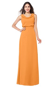 ColsBM Willow Orange Classic A-line Jewel Sleeveless Zipper Draped Plus Size Bridesmaid Dresses