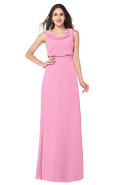 ColsBM Willow Pink Classic A-line Jewel Sleeveless Zipper Draped Plus Size Bridesmaid Dresses