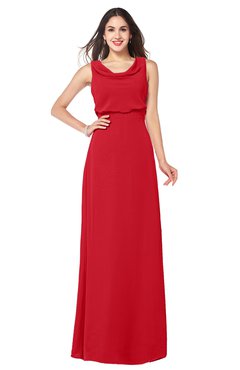 ColsBM Willow Red Classic A-line Jewel Sleeveless Zipper Draped Plus Size Bridesmaid Dresses