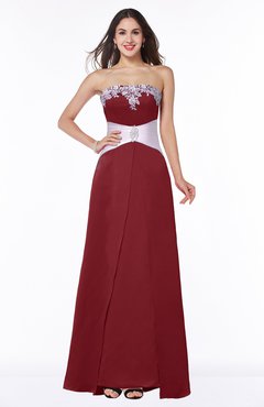 ColsBM Amalia Maroon Modern A-line Strapless Zipper Floor Length Sash Plus Size Bridesmaid Dresses