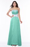 ColsBM Amalia Mint Green Modern A-line Strapless Zipper Floor Length Sash Plus Size Bridesmaid Dresses