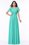 ColsBM Thalia Blue Turquoise Mature A-line Zipper Chiffon Floor Length Plus Size Bridesmaid Dresses