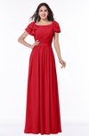 ColsBM Thalia Red Mature A-line Zipper Chiffon Floor Length Plus Size Bridesmaid Dresses