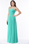 ColsBM Kaitlyn Blue Turquoise Cinderella A-line Sleeveless Chiffon Floor Length Ruching Plus Size Bridesmaid Dresses