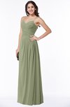 ColsBM Kaitlyn Moss Green Cinderella A-line Sleeveless Chiffon Floor Length Ruching Plus Size Bridesmaid Dresses