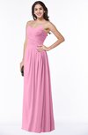 ColsBM Kaitlyn Pink Cinderella A-line Sleeveless Chiffon Floor Length Ruching Plus Size Bridesmaid Dresses
