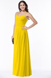 ColsBM Kaitlyn Yellow Cinderella A-line Sleeveless Chiffon Floor Length Ruching Plus Size Bridesmaid Dresses