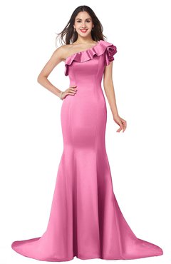 ColsBM Abigail Carnation Pink Elegant Fishtail Sleeveless Zip up Satin Ruffles Bridesmaid Dresses