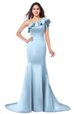 ColsBM Abigail Dream Blue Elegant Fishtail Sleeveless Zip up Satin Ruffles Bridesmaid Dresses