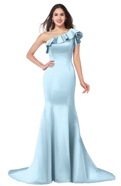 ColsBM Abigail Ice Blue Elegant Fishtail Sleeveless Zip up Satin Ruffles Bridesmaid Dresses
