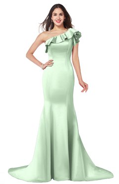 ColsBM Abigail Light Green Elegant Fishtail Sleeveless Zip up Satin Ruffles Bridesmaid Dresses