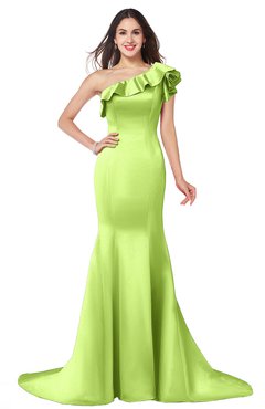 ColsBM Abigail Lime Green Elegant Fishtail Sleeveless Zip up Satin Ruffles Bridesmaid Dresses