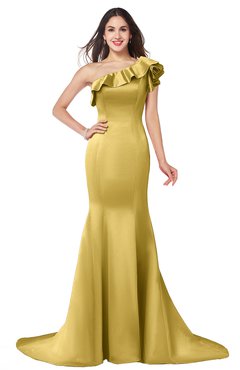 ColsBM Abigail Misted Yellow Elegant Fishtail Sleeveless Zip up Satin Ruffles Bridesmaid Dresses
