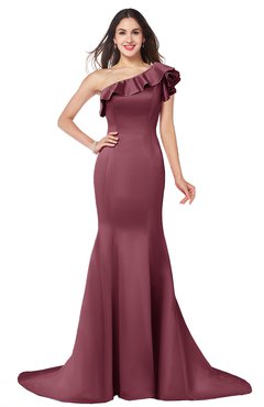 ColsBM Abigail Wine Elegant Fishtail Sleeveless Zip up Satin Ruffles Bridesmaid Dresses